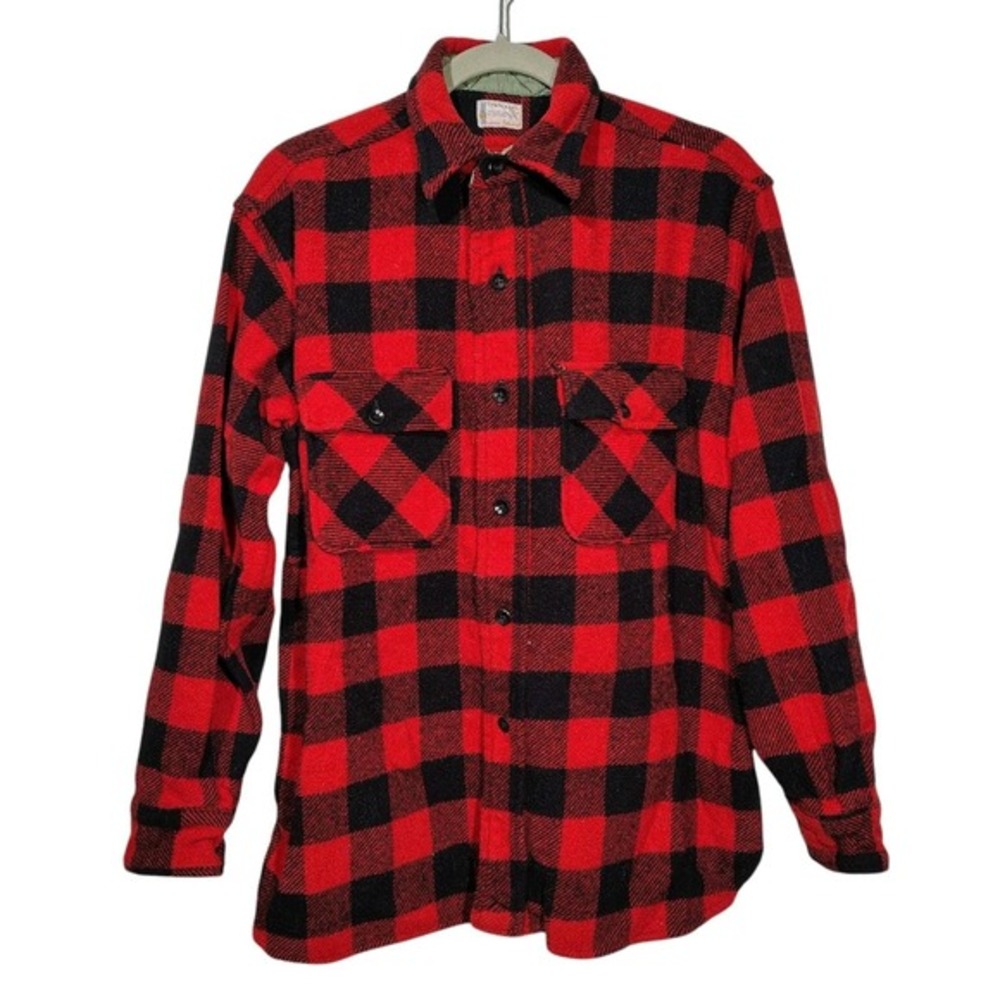 Vintage 60's Towncraft Men's Button Up Large 16-16.5 Wool Buffalo Plaid Shacket